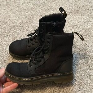 Dr. Martens Combs J Kids Black Canvas Utility Combat Boots Size 13 US AW004